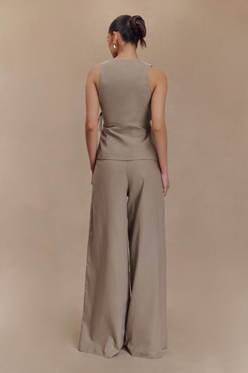Brandi Linen Straight Leg Pant - Pebble